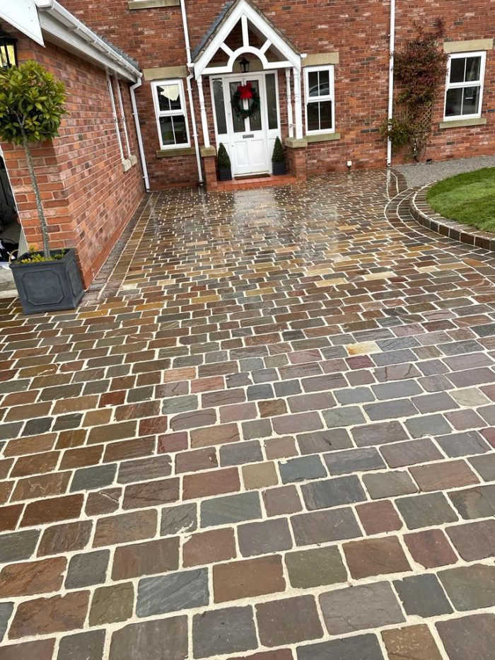 Raj Green Block Paving Mixed Sizes | Natural Sandstone Driveway Blocks ...
